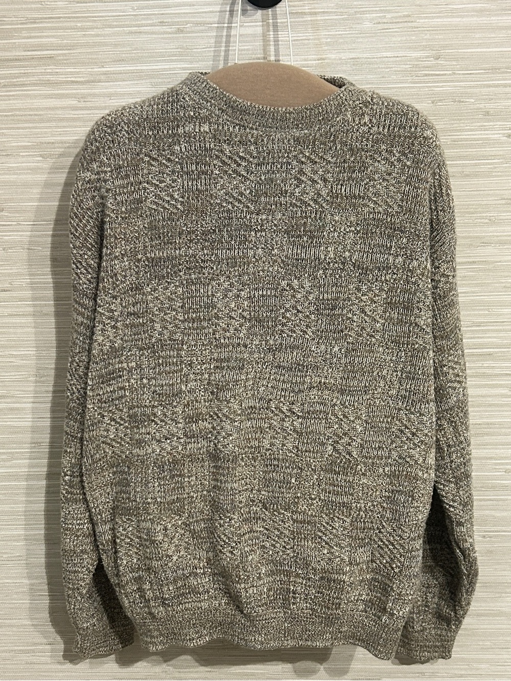 Oscar De La Renta Men's Sweater Large L Brown Tan Knit Hand Framed Vintage